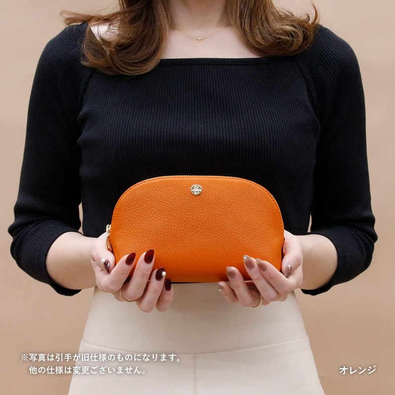 Cosmetic Pouch, Genuine Leather, Made in Japan, Women's, Brand, Large