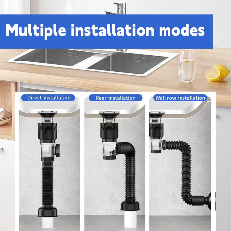 Sink Drain Fitting Kit, Drain Kitchen Sink Kit, Drain Hose