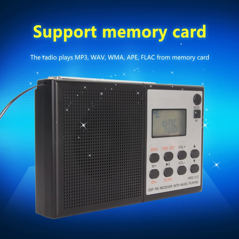 Digital Radio Bluetooth MP3 Player Rechargeable Supports Memory Card DSP