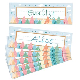 PH PandaHall 40pcs Classroom Desk Tags, Boho Mountains Desk Name Tags Desk Nametags Locker Name Plates Student Name Tags Teacher Name Plate for Classroom Cubbies Desks Cabinets Filing Storage