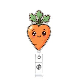 Easter Carrot Rabbit Retractable Badge Reel ID Tag, with Alligator Clip,24in Nylon Cord, Nurse Office Employee Name Badge