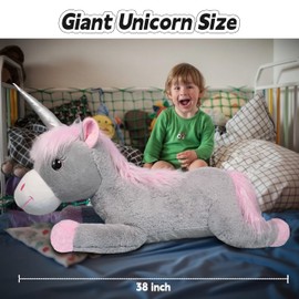 ZBLX Giant Unicorn Stuffed Animal, 38 inch Big Stuffed Animal, Large Cute Plush for Kids Boys Girls Birthday Gifts (Unicorn)