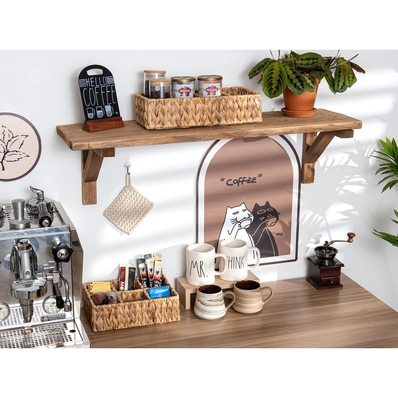 StorageWorks Small Wicker Basket for Organizing with 4-Section, Natural Water