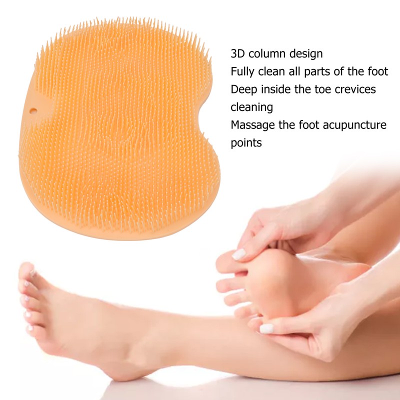 Foot Scrubber Massager with Suction Cups Orange Soft Foldable Shower