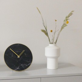 NexTime Table/Wall Clock-Diameter 20 cm-Glass/Metal-Black-'Marble, 20 x 0.8 cm
