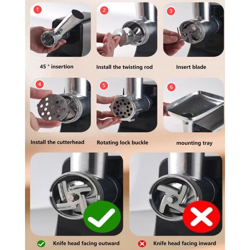 Zuguachi Electric Meat Grinder, Multifunctional Household Food Processing Machine, Stainless
