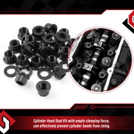 ISINFLASH 12-Point Cylinder Gasket Head Stud Bolt Set Compatible with Chevy Small Block SBC 350 265 267 283 302 305 307 327 383 400 Engines Replace 134-4001 PCE279.1001