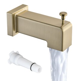 YASINU Slip On Diverter Tub Spout, Sleek Square Design for Bathroom, Fits 1/2" Copper Pipe (5/8" OD), Child-Safe Rounded Edges, Easy Installation, Brushed Gold