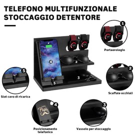 AliveByte Dad Wooden Phone Docking Station Bedside Organiser Men Gift Birthday Desk Organiser Docking Station Wooden Gifts for Husband Gift Christmas