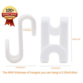 Kclongvs 60 Pcs Clothes Hanger Connector Hooks, Mini Cascading Hanger Hooks for Velvet Huggable Hangers, Wooden Hangers, Heavy Duty Space Saving for Closet (White,60)