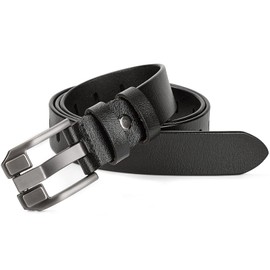 Women's Leather Belt for Dress Jeans Pants Ladies Girls Waist Belt Alloy Buckle (S(25"-32"), B(1.1" width):Black)