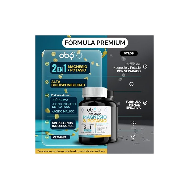 2 Pack Citrato de Magnesio y Potasio OBY | Minerales