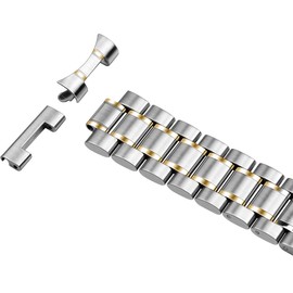 Kai Tian 20 mm 22 mm Stainless Steel Bracelet Silver Gold Men Women Elbow Straight Double Folding Clasp Safety Folding Clasp Silver Gold, Stainless Steel, No Gemstone