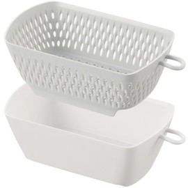 Akebono Sangyo MZ-3534 Colander Ball Chilitori Colander Bowl, Kaku, White, Made in Japan