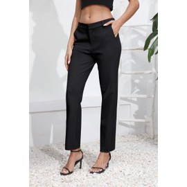 Urban CoCo Women's Elastic Waisted Dress Pants Business Work Casual Stretch Slacks with Pockets(M, Black)