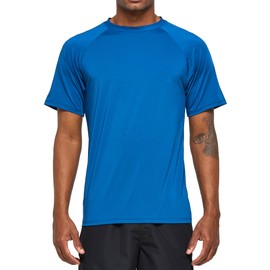 Arcweg Rashguard Men Short Sleeves Diving UV Protection UPF 50+ Elastic Rash Vest Loose Fit Top Swimming Quick Drying Surfing Pool T-Shirt Sports Top Rashie 2XL(EU) Blue
