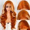 BlackSwern Ginger Wig With Blonde Skunk Stripe 13x6 Synthetic Lace