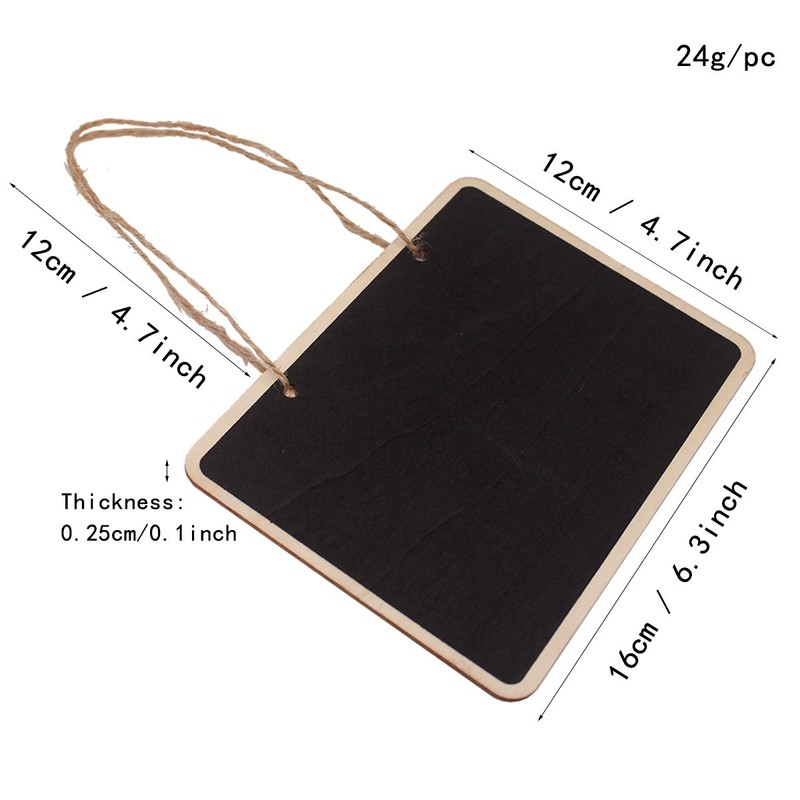 SUPVOX 4pcs Mini Hanging Chalkboard Signs Wooden Frame Rectangle Double-Sided