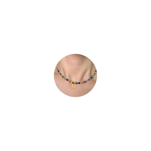 Miss Pink Colorful Beaded Necklaces for Women, O Initial Necklaces
