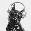 Large French Bulldog Silver Headphones Ornament Sculpture Statue Gift Frenchie