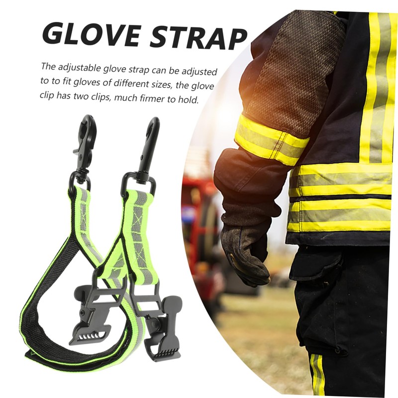 Sosoport 2pcs Reflective Firefighter Glove Straps Safety Clips for Gloves