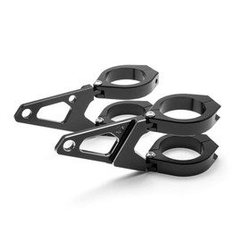 Alchemy Parts Premium CNC Motorcycle Headlight Brackets for Cafe Racer & Street Motorbikes | Short Arm with Indicator Holes | T6061 Aluminium | Adjustable | 2-Piece Fork Clamps (46-47mm)