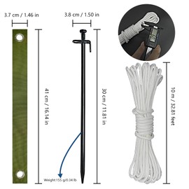 FANEAMADE Heavy Duty Steel Tree Stake Kit,Tree Straightening Kit,Tree Support Straps & Swing Straps for Staking,Young & Leaning Trees,Bad Weather,Strong Wind,Hurricane Protection (Military Green)