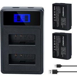 LP-E10 Battery and Dual Charger Kit forCanon EOS Rebel T7/T6/T5/T3/T100, Kiss X50/X70, EOS 1100D/1200D/1300D/2000D Cameras (2-Pack, 1300mAh High Capacity)