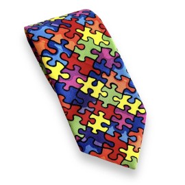 Unbranded Autism Awareness Puzzle necktie Multi Colored by Bowagon Accessories.