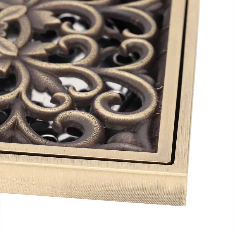 Moofey Champagne Bronze Shower Drain, Square Shower Shroom, Stainless Steel