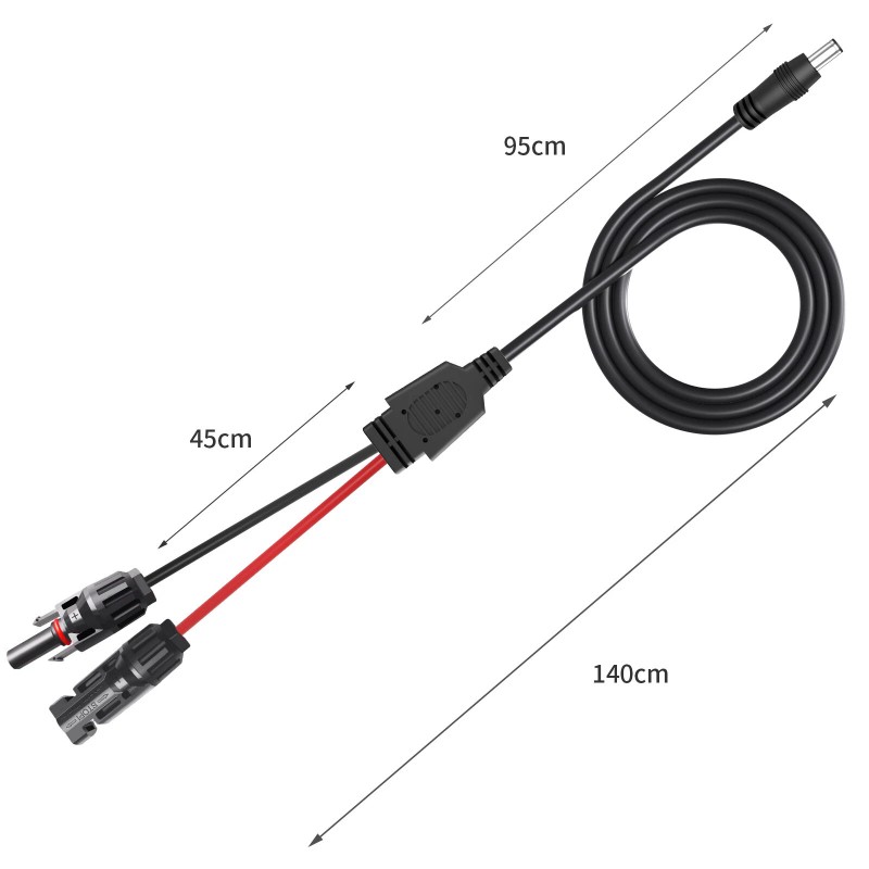Peakelect Solar Connector to DC 5.5mmx2.1mm Adapter Extension Cable 16AWG
