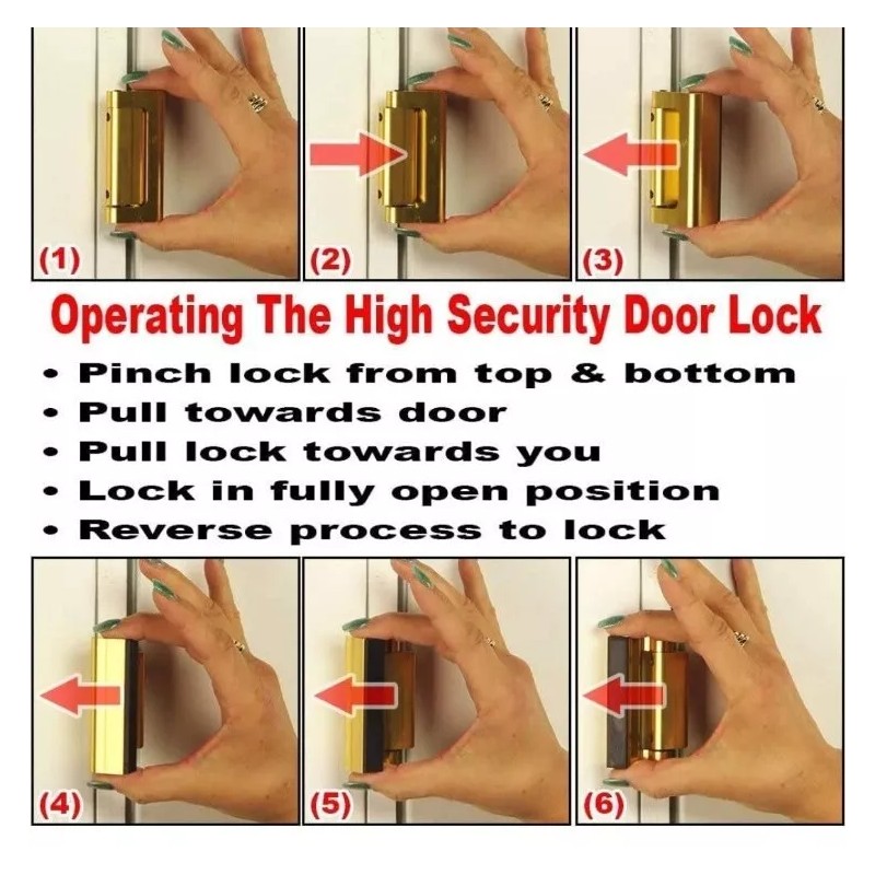 DEFENDER SECURITY HIGH SECURITY DOOR REINFORCEMENT LOCK U-10827, SATIN NICKEL,BN