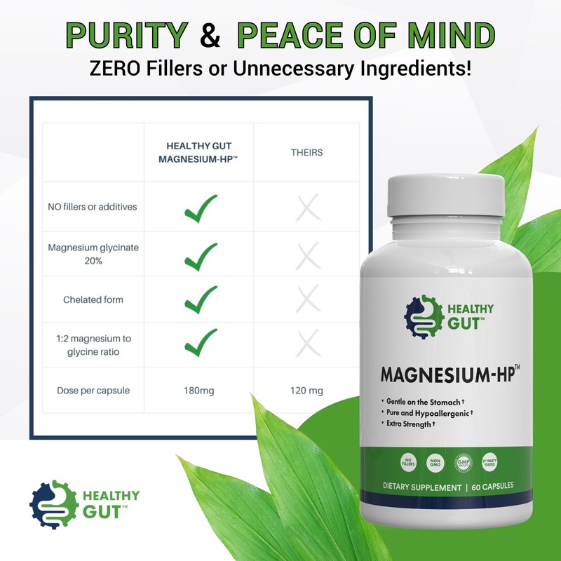 Healthy Gut Magnesium-HP | Ultra Pure Glycinate with Zero Fillers