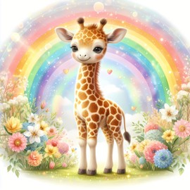 Baby Room Wall Art Prints; Giraffes Nursery Décor; Kids Room Decorations; Gender Neutral Art; Baby Shower Gift, Unframed Wall Art, Baby Room Decor, Woodland Animals (Set of 6) 8 inch x 10 inches.