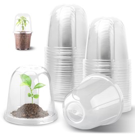 RooTrimmer 30 Pieces 6 Inch Diamater Clear Plastic Humidity Domes, Transparent Adjustable Vents, Plant Cover for Seedlings Fits for 6 Inch Nursery Pots, Reusable Thick New Plastic