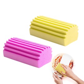Pack of 2 Damp Duster Sponge, Reusable Eraser Sponge, Duster Washable with Grooves, Dirt Eraser Sponge, for Cleaning Glass, Counter Strips, Blinds, Sofas and Other Surfaces