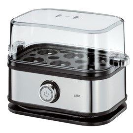 Cilio Eierkocher 6 Eier CLASSIC, Edelstahl, 13x22x14 cm, mit Messbecher und Eierpicker, Kontrollleuchte, Eier Kocher für den idealen Härtegrad, 492712