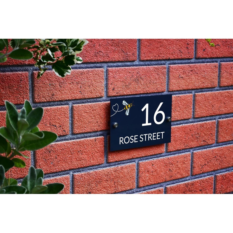 Badgemaster Modern Anthracite House Number Sign Plaque Stainless Steel Standoffs