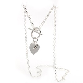 Touch Jewellery 925 Sterling Silver Fine Belcher Chain with T-bar and Hearts 41cm / 16