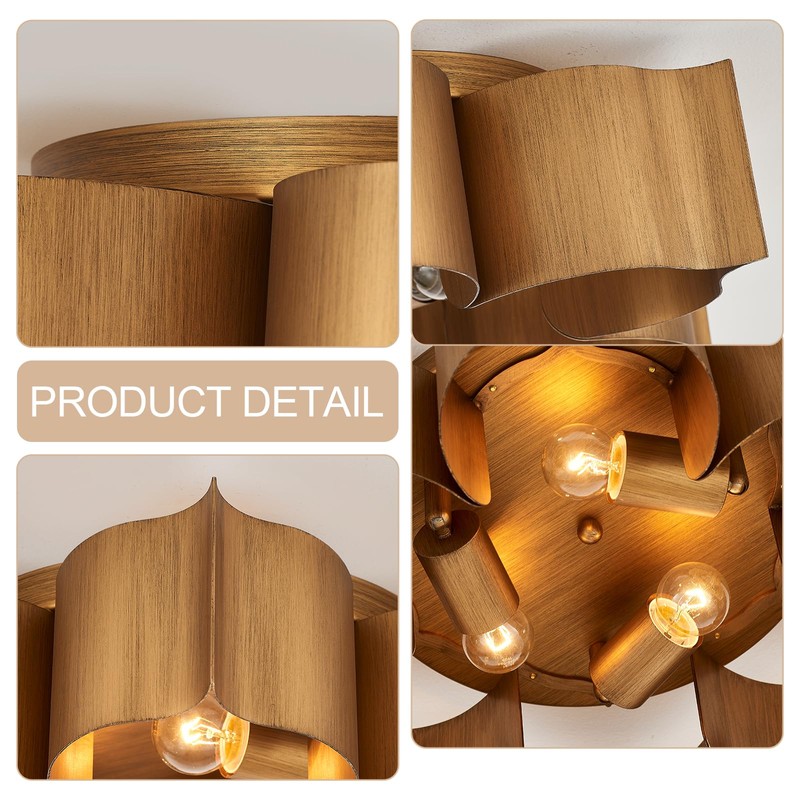 VILUXY 19" Flush Mount Ceiling Light, Antique Gold Leaf Finish