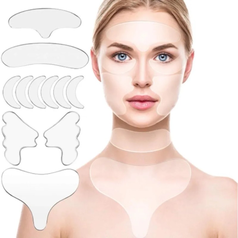 11 Piezas De Silicona Facial Antiarrugas Parche Se Puede Reu