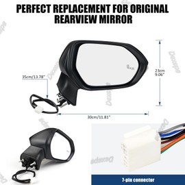 Dexepe Passenger Side Mirror Assembly Compatible with Toyota Corolla 2020-2025 Heated with Turn Signal, Blind Spot Monitor, Power Adjustable Replace TO1321395, 8791012F90 Black (7Pin Right)