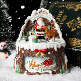 LOVE FOR YOU Gift Wrapped Xmas Music Box Winter Wonderland Color Light Musical Santa for ​Girls Baby Kids Women Daughter Mom Granddaughter Grandma Christmas Birthday Presents Gifts