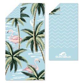 SUN NINJA - Beach Towel - Flamingo