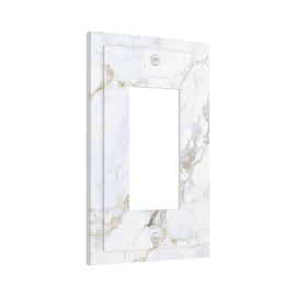 Iyfcsl White Grey Marble Light Switch Cover Plate Decorative Gray Wall Plate 1 Gang Single Rocker Switchplate Faceplatefor Electrical for Bathroom Kitchen Bedroom