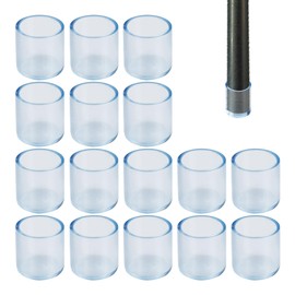 bociloy 16PCS 3/4Inch ID Transparent Chair Leg Caps, Silicone Round Furniture Table Feet Covers, Clear Chair Leg Tips Cover Floor Protector, Non-Slip Table Chair Leg End Cap