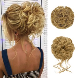 HotPro 2PC Messy Bun Hair Piece Thick Updo Scrunchies Hair Extensions Synthetic Hair Bun Curly Wavy Ponytail Hairpieces For Women Girls