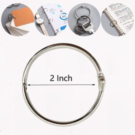 AMOSTBY Loose Leaf Binder Rings,20Pcs Binder Rings Keychain,Key Rings for School,Office,Home (2 inch)