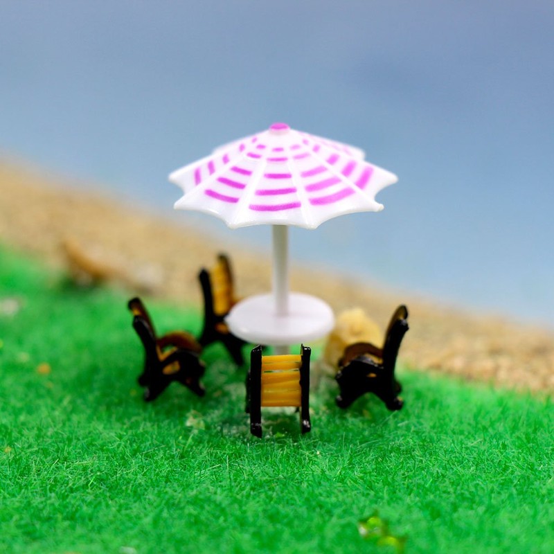 Model Parasol Sun Umbrella and Chair Model Kit 2 Set
