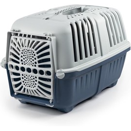 lionto Transportín para Perros y Gatos de plástico Reciclado para Animales pequeños, 48 x 31,5 x 33 cm, Antracita